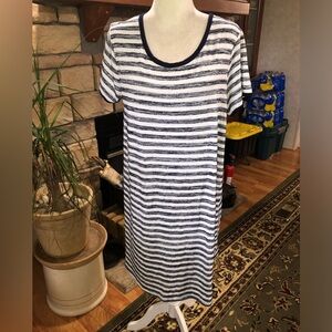 MARKET & SPRUCE SIZE XLARGE NAVY BLUE & WHITE STRIPED SWEATER SHORT SLEEVE DRESS